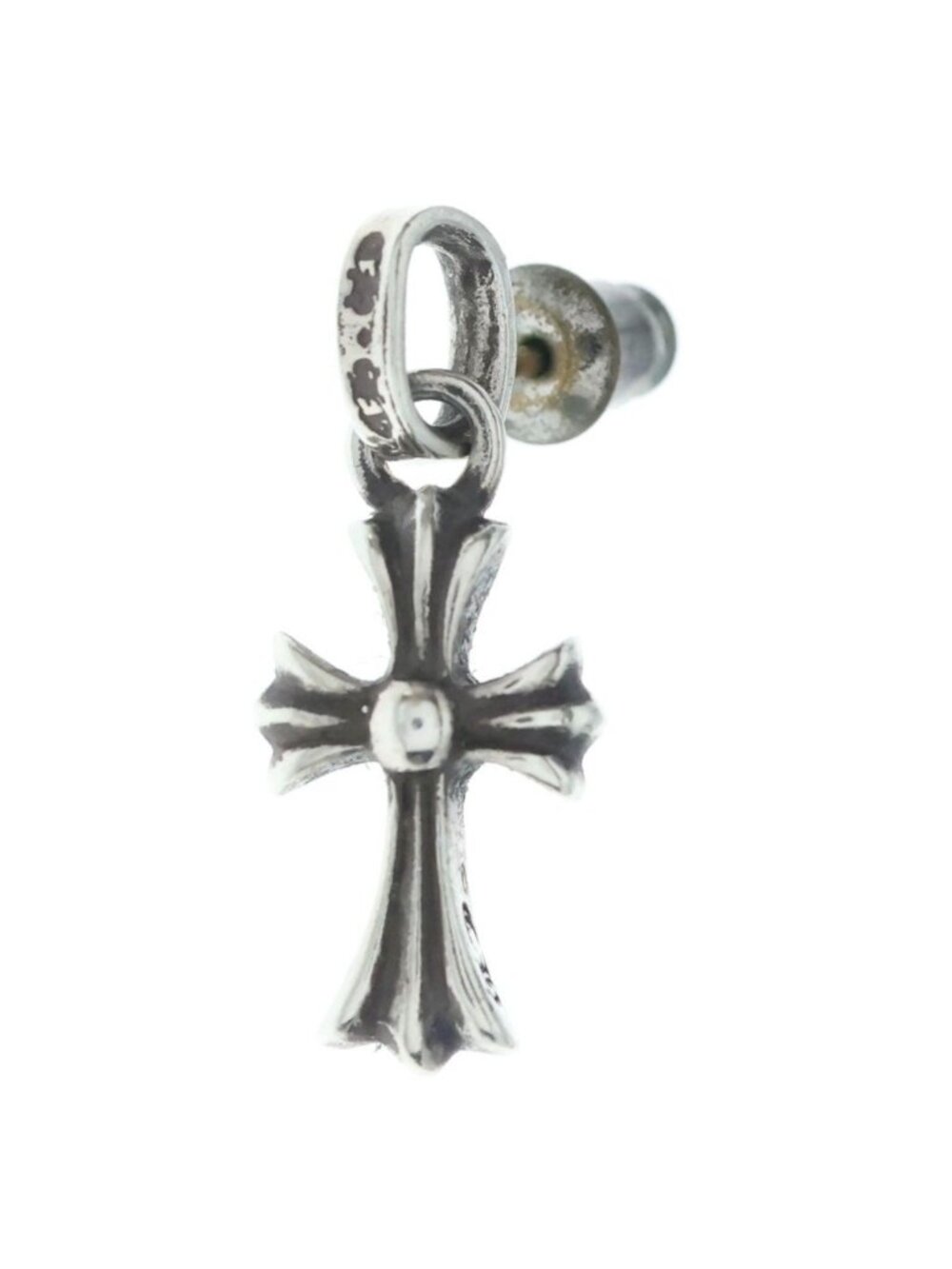Chrome Hearts Bby Pprchn Baby Fat Cross Drop Earrings Silver